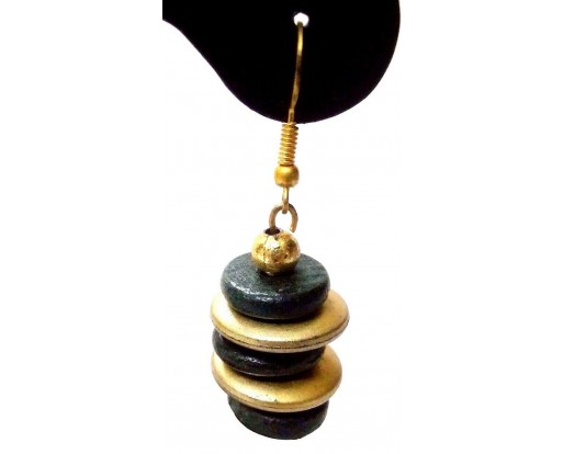 Handmade Painted Wooden Wood Earrings Jhumki Ethnic Chic Boho Drop Long EA350